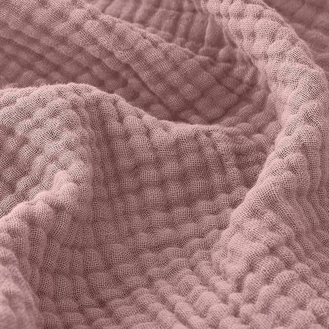 EMME Muslin Blankets for Adults Throw Blanket for Couch Breathable Gauze Soft Lightweight Airy Dusty Pink Super King 120" x 94"