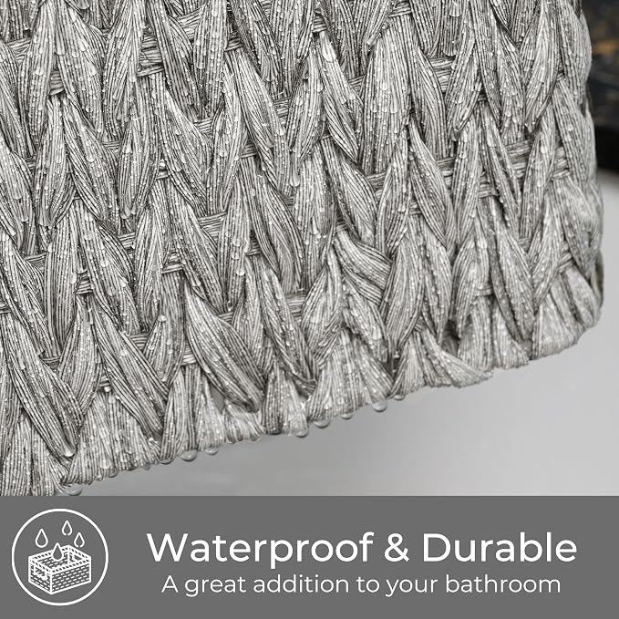 GRANNY SAYS Wicker Storage Baskets for Shelves, Wicker Baskets, Gray,1-Pack | Waterproof Wicker Baskets for Organizing, Plastic Woven Baskets for Shelves, Decorative Baskets for Living Room, Gray Basket