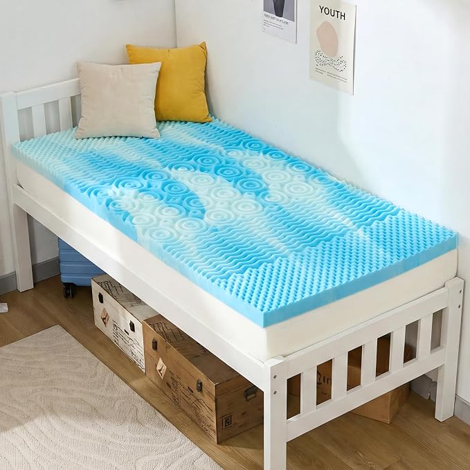 SINWEEK 3 Inch Memory Foam Mattress Topper Twin XL, Twin Extra Long Mattress Pads for College Dorm Single Bed, Pressure Relieve CertiPUR-US Certified, 39x80 Inches, Blue