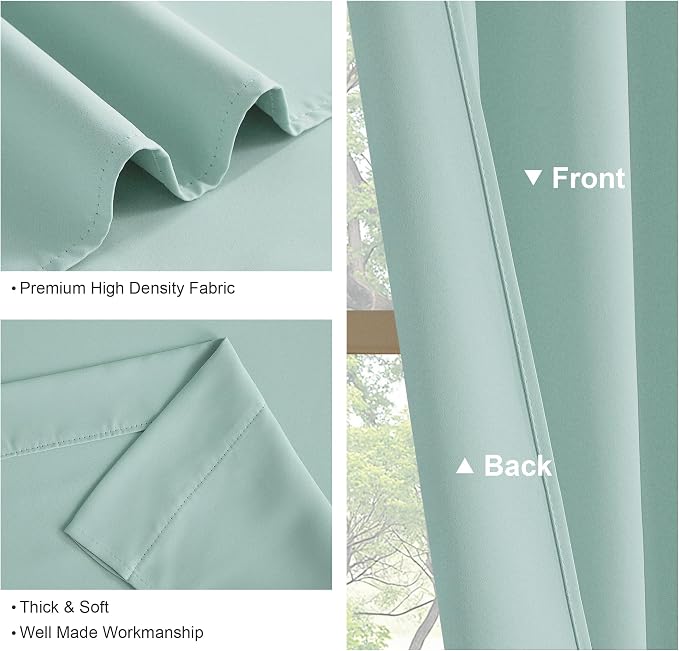 Pony DACNE Aqua Blue Blackout Curtains for Bedroom 72 inch Long, Lights Blocking Rod Pocket Design Thermal Insulated Privacy Curtains Draperies for Guest Room Playroom, W 42 x L 72 inch, 2 Panels