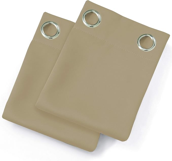 Beige Blackout Curtains/42 x 84 Inch/Set of 2 Panels Room Darkening Curtains for Bedroom
