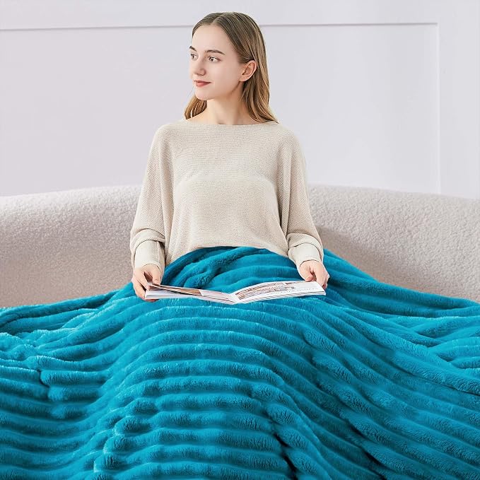 BEDELITE Ribbed Twin Blanket for Couch & Bed, Teal, 60"x80" | Ultra-Soft Plush Fleece, Cozy, Warm Yet Lightweight, Ribbed Texture, Home Decor, Machine Washable, Giftable, All-Season Use