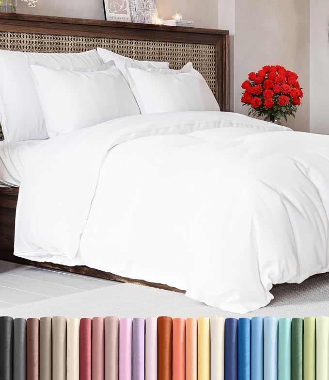 Duvet Cover Full Size - Extra Soft 3 Piece with Zipper Closure - White | Extra Soft, Breathable, Full Duvet Cover 80" x 90" with 2 Pillow Shams, Zipper Closures & Ties, Women, Men, Kids & Teens