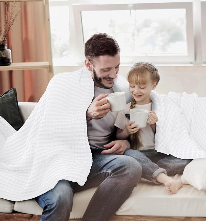 Utopia Bedding 100% Cotton Waffle Blanket King Size White, 90x108 Inch | Lightweight Breathable Cozy Summer Bed Blanket Home Decor Gift for Women and Men