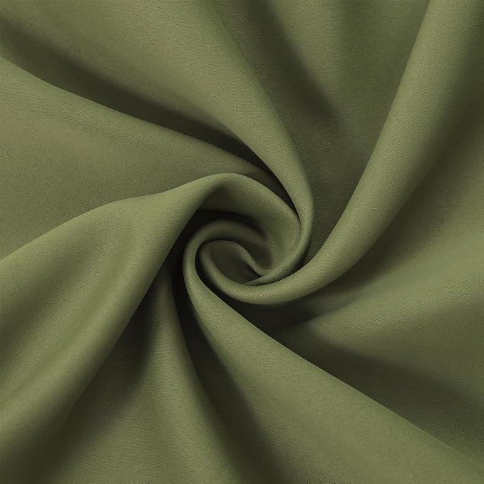 Olive Green Blackout Curtains 52 x 63 Inch Length/Set of 2 Curtain Panels/Thermal Insulated Room Darkening Blackout Curtains for Bedroom