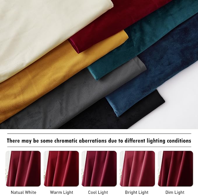 RYB HOME Red Velvet Blackout Curtains 90 inches for Bedroom Living Room | Thermal Insulated, Privacy UV Block, Back Tab, Backdrapes for Moive Theater Stage Christmas, W52 x L90, 2 Panels