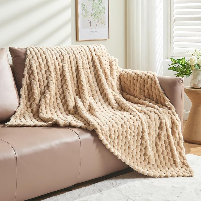 NEWCOSPLAY Fleece Clouds Cozy Throw Blanket for Couch, Brown, 50"x60" | Premium Silky Flannel Blanket, Soft Lightweight Fluffy Throw Blanket for Bed Sofa Decor, Gift for All Season Use