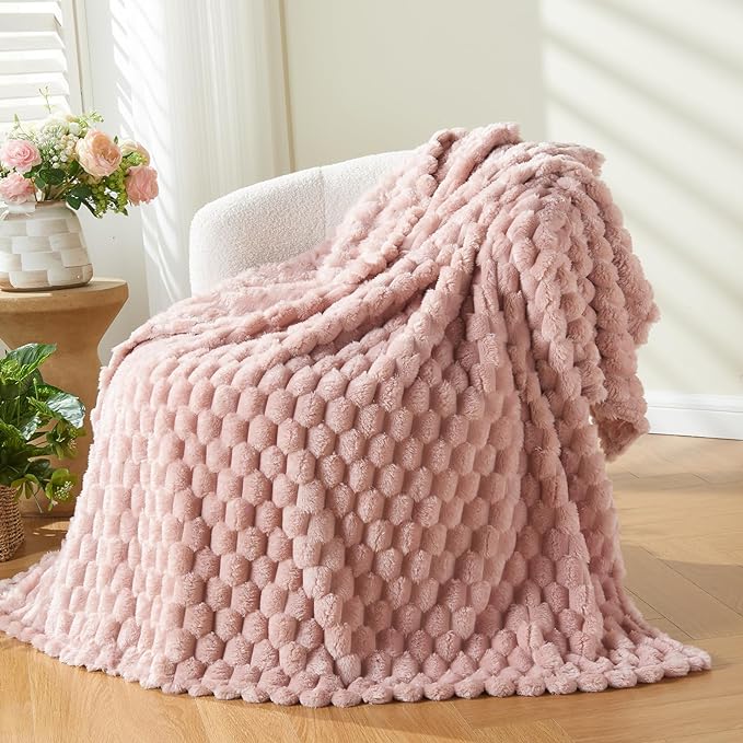 NEWCOSPLAY Fleece Clouds Cozy Throw Blanket for Couch, Pink, 50"x60" | Premium Silky Flannel Blanket, Soft Lightweight Fluffy Throw Blanket for Bed Sofa Decor, Gift for All Season Use