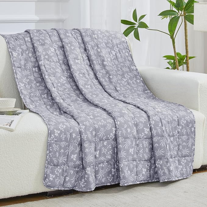 yescool 25 lbs Weighted Blanket Queen Size for Adults (60”x 80”, Dove Grey) Cooling Heavy Blanket for Sleeping Perfect for 240-260 lbs, Winter Thick Breathable Blanket with Premium Glass Bead