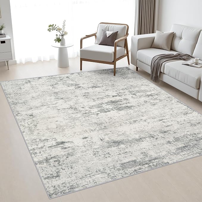 Area Rug Living Room: 4x4 Modern Washable Indoor Soft Carpet Gray | For Bedroom Dining Room Farmhouse Nursery Hallway Office,Modern Abstract,Machine washable,Non-Slip,Stain Resistant,Indoor