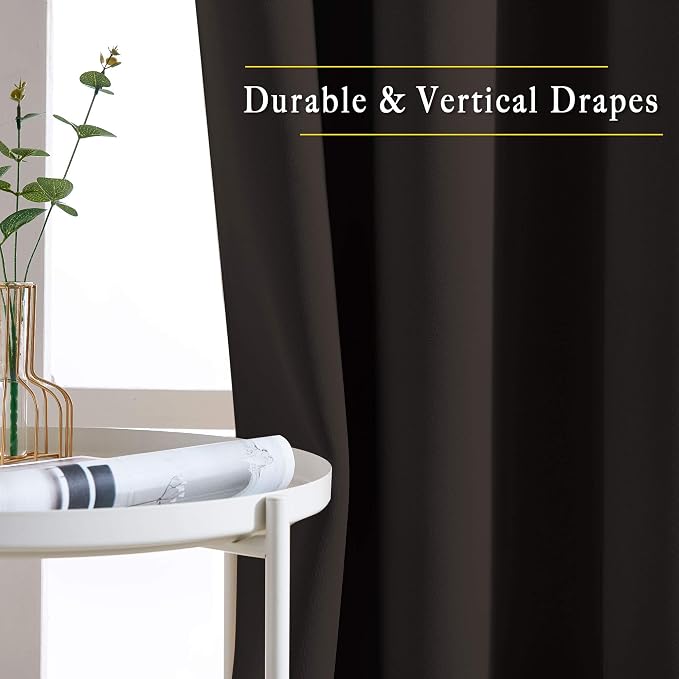 NICETOWN Bedroom Blackout Curtains and Drapes - Energy Smart Thermal Insulated Solid Grommet Blackout Draperies for Living Room (2 Panels, 52 inches x 72 inches, Toffee Brown)