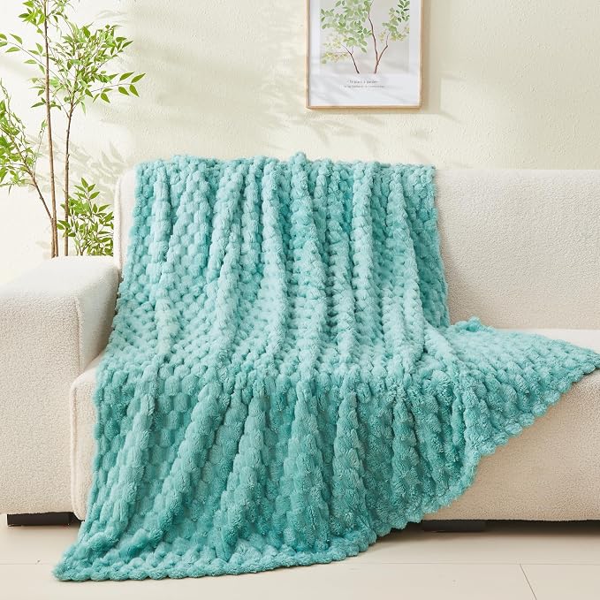 NEWCOSPLAY Fleece Clouds Cozy Throw Blanket for Couch, Sage Green, 50"x60" | Premium Silky Flannel Blanket, Soft Lightweight Fluffy Throw Blanket for Bed Sofa Decor, Gift for All Season Use
