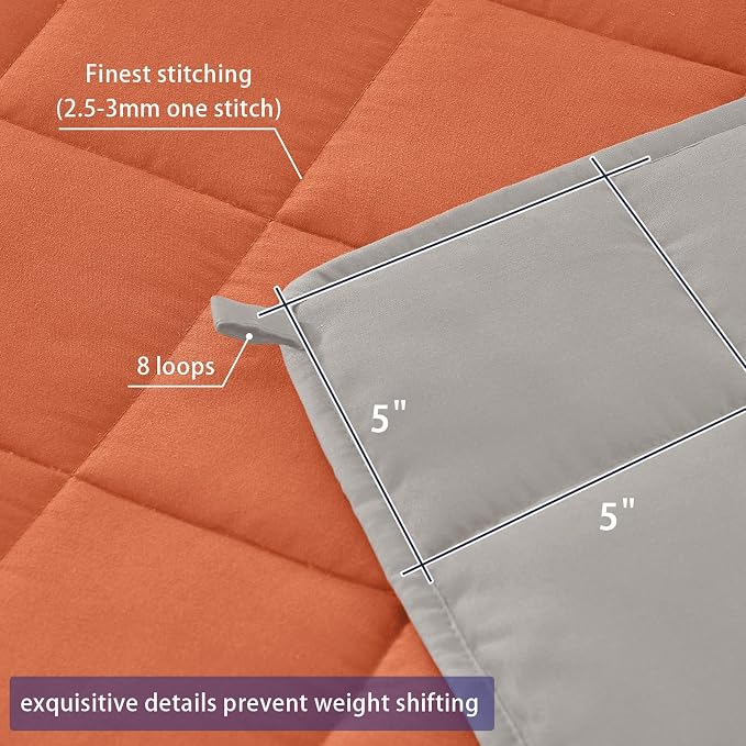yescool Weighted Blanket for Adults (12 lbs, 60" x 80", Orange) Cooling Heavy Blanket for Sleeping Perfect for 110-130 lbs, Queen Size Breathable Blanket with Premium Glass Bead, Machine Washable