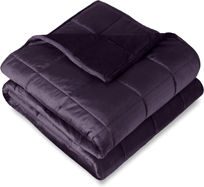 Bare Home Minky Fleece Weighted Blanket (Eggplant, 80"x87" 25lbs) | King Size for Adults, Minky Fleece, Premium Heavy Blanket Nontoxic Glass Beads