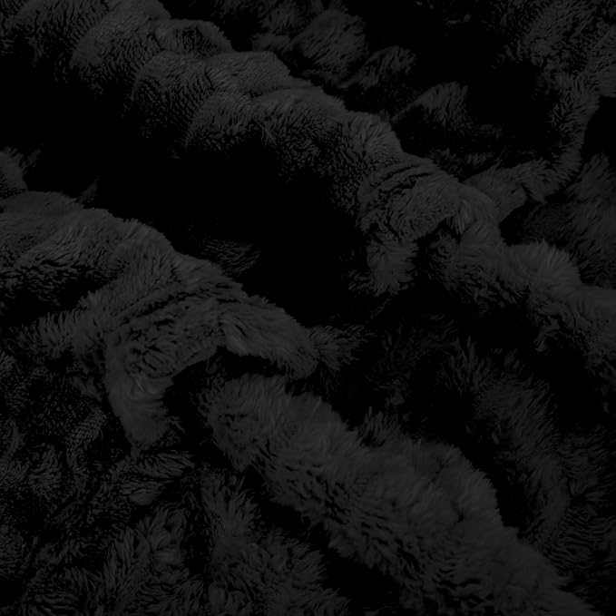 Black Throw Blanket 50"×70" Gifts for Mom Fuzzy 3D Jacquard Decorative | Flannel Fleece Super Soft Plush Cozy Blanket for Couch Sofa Chair Lightweight