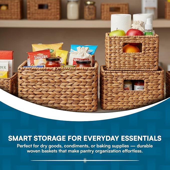 Honey-Can-Do Woven Water Hyacinth Wicker Storage Baskets, Nesting Set of 3
