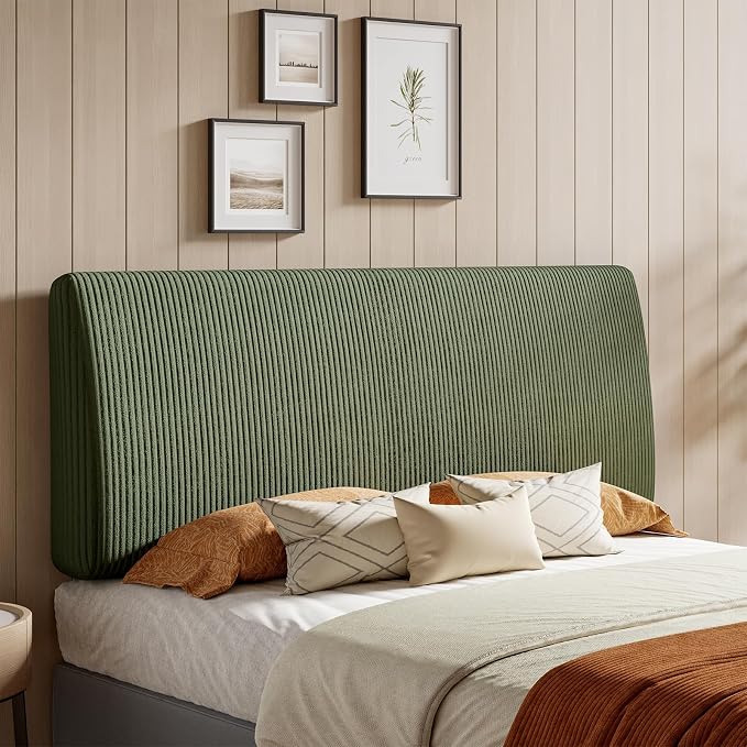 4.7" Upholstered Headboard for Queen Size Bed, Height Adjustable and Ergonomic Headboard, Easy Assemble, Sturdy and Durable, Olive Green