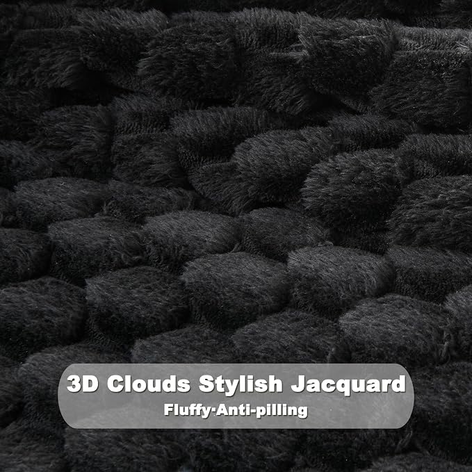 NEWCOSPLAY Fleece Clouds Cozy Twin Blanket for Couch, Black, 60"x80" | Premium Silky Flannel Blanket, Soft Lightweight Fluffy Throw Blanket for Bed Sofa Decor, Gift for All Season Use