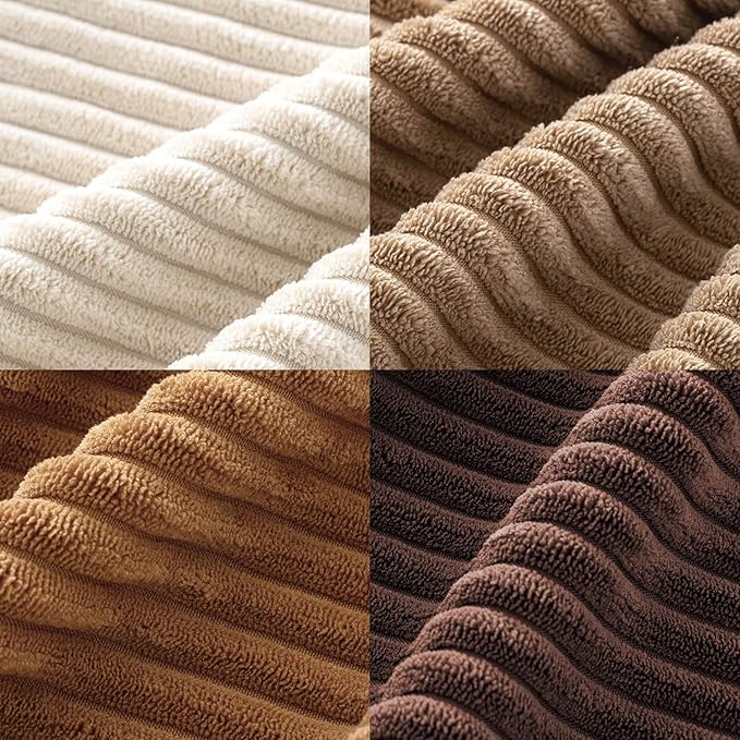MIULEE Fall Corduroy Decorative Throw Pillow Covers Brown Series 18x18 | Set of 4, Mordern Rustic Fall Decor, Layered Brown Collection, Boho Farmhouse Cushion Covers for Couch Bed Sofa Living Room