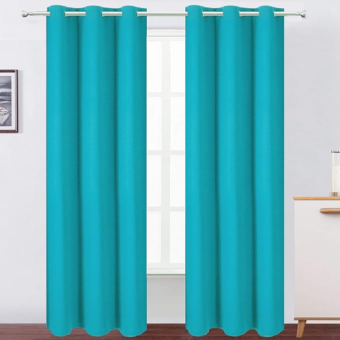 Teal Thermal Blackout Curtains/42 x 95 Inch/Set of 2 Panels Room Darkening Curtains for Bedroom