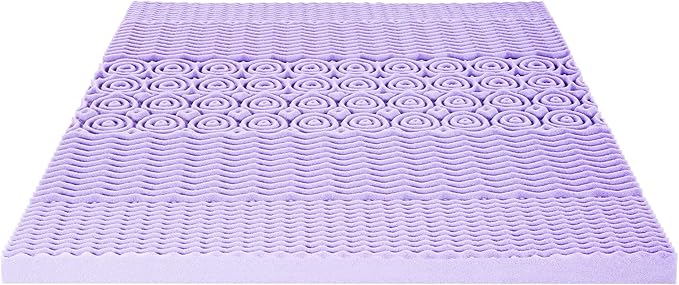 Mellow 3 Inch 5-Zone Memory Foam Mattress Topper, Soothing Lavender Infusion, Dorm Essentials, Twin