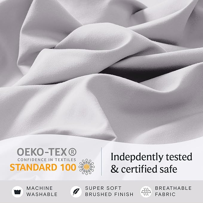 Split King Sheets for Adjustable Bed, Soft Deep Pocket Bed Sheets Set, 5PC | LuxClub Silky Fitted Sheet & Pillowcase Sets, Breathable Hotel Luxury Bedding for Mattress Wrinkle Free, Dove Gray