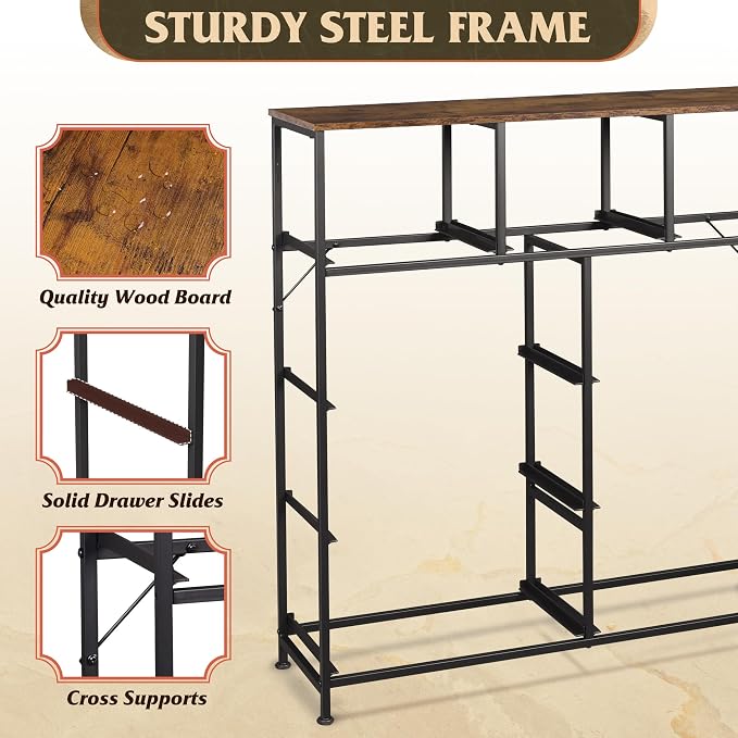 WLIVE Tall Dresser for Bedroom, 9 Drawer Dresser, Black and Rustic Brown | 9 roomy fabric drawers, Tall storage design, Bedroom or closet use, Chest of drawers, Smooth wood tabletop