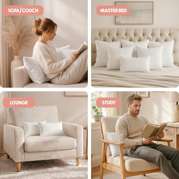 Utopia Bedding 20x26 Pillow Inserts, White Throw Pillows for Couch, 2 Pack | 100% Virgin Filling, Standard Indoor Cushion Inserts for bed & couch, Extra Filled, Supportive & Fluffy Decorative Pillows