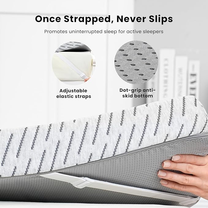 HOMRELEXA Bamboo Mattress Topper King Size 3 Inch, Cooling Gel & Bamboo Charcoal Memory Foam Mattress Topper for Back Pain Relief, Firm Dual-Layer Foam Bed Pad with Removable Cover