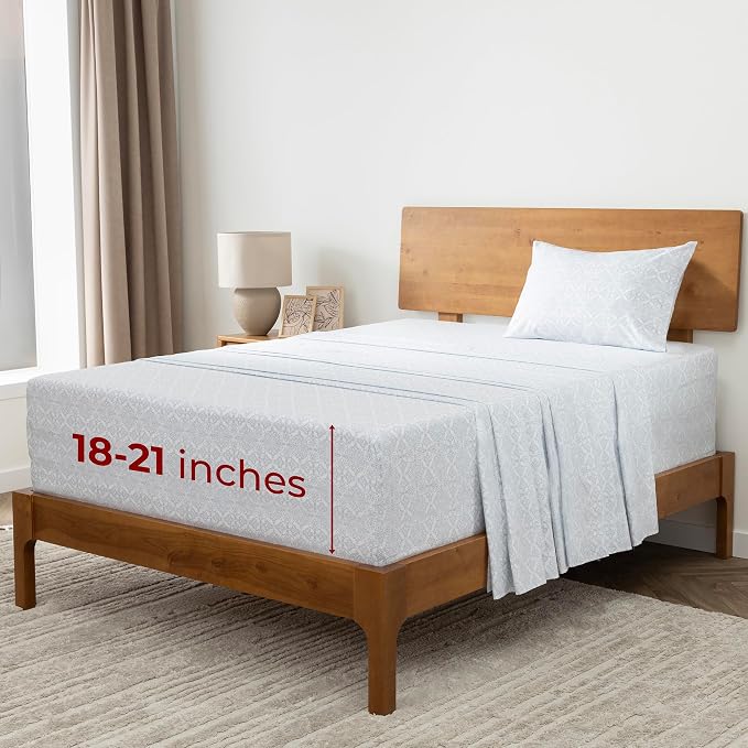 Mellanni Iconic 3-Piece, Ultra Soft Sheet Set (Twin XL, Laced Sky Blue) | 10M+ Sleepers. Lab-tested: Sleeps Cool, Stays Bright, Strong, Smooth. Good Housekeeping Best Bedding, 7 yrs running.