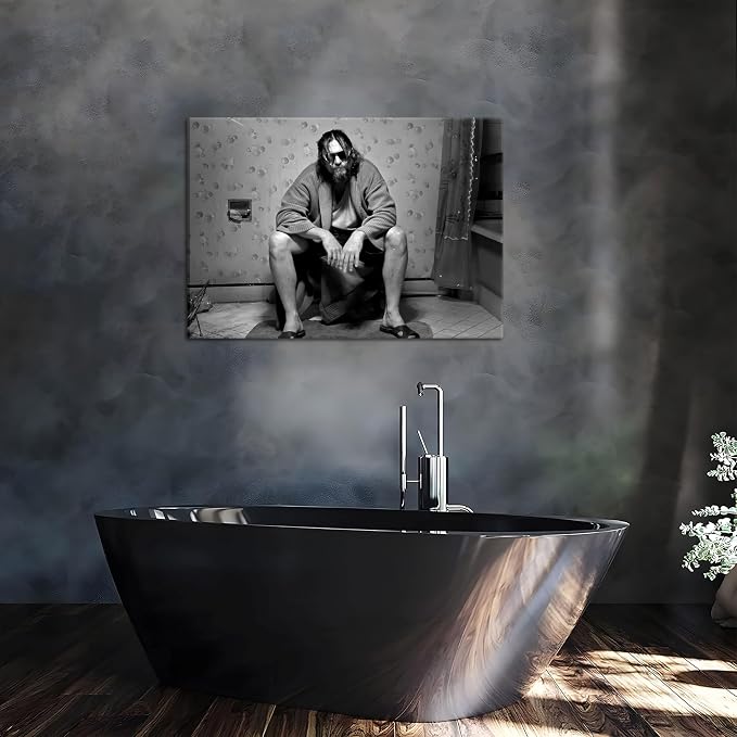 Funny Bathroom Wall Decor for Room Aesthetics - 90s Movie Posters Black and White Wall Art, Toilet Humour Amusing Cool Wall Art Funny Bathroom Signs 12X16 in