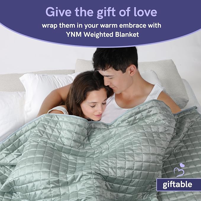 YnM Cooling Weighted Blanket for Adults, 50lbs Heavy Bed Throw Comforter with 100% PE Fabric, Ideal for Hot Sleepers or Summer Days(88x104 Inches for Queen/King Bed, 50 Pounds, Green)