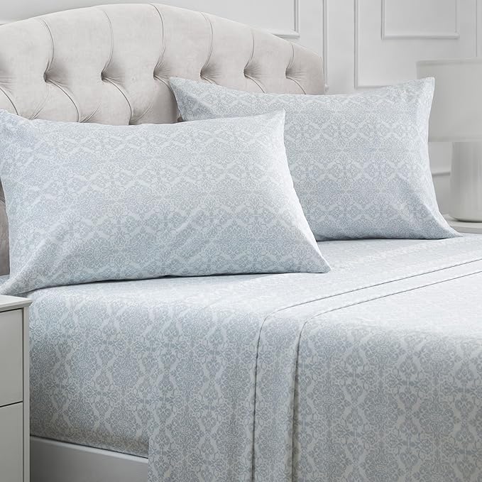 Mellanni Iconic 4-Piece, Ultra Soft Sheet Set (Full, Laced Sky Blue) | 10M+ Sleepers. Lab-tested: Sleeps Cool, Stays Bright, Strong, Smooth. Good Housekeeping Best Bedding, 7 yrs running.