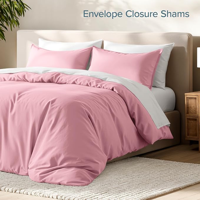 Bare Home Duvet Cover Set 1800 Ultra-Soft (Twin/Twin XL, Light Pink) | Lightweight, Cooling, Breathable, Premium 1800 Ultra-Soft, All-Season