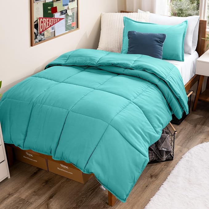 Bare Home Comforter Set - 1800 Ultra Soft (Twin/Twin XL, Turquoise) | All-Season, Breathable, Hypoallergenic, Premium 1800, Warm, Cozy