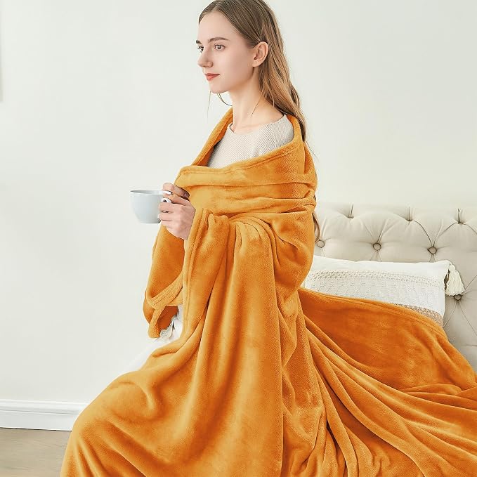 BEDELITE Fleece Blanket Soft Fall King Bed Blanket Burnt Orange 108"x90" | Ultra Soft Fleece, Plush Microfiber, Lightweight Warmth, Fall Decor, Fade Resistant, Machine Washable, Perfect for Bed