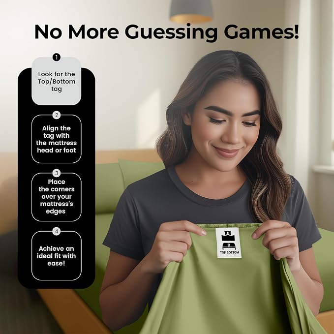 Queen Fitted Sheet, Ultra Soft Fits Up to 16 Inch Deep Pocket, Olive | Hotel Comfort, Cooling & Breathable Cotton like Polyester, Easy Fit, Wrinkle & Fade Resistant, Snug Fit, Easy Care, Oeko-Tex