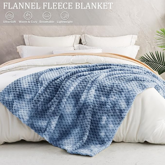 Exclusivo Mezcla 3D Fleece Twin Size Blanket for Bed, Tie-dye Blue | Extra Soft Fuzzy Plush Lightweight Bed Blankets, Cozy Fluffy Decorative Blankets for All Seasons, 90x66 Inches