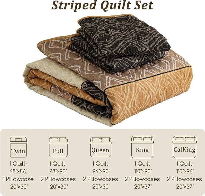 Cottolester Fall Twin Quilt Set for Dorm Bedding,2 Pieces Brown Bedspread | Lightweight Coverlets Set for Teens Boys Adults Students,Soft Microfiber Quilt Bedding for College 68"x86"