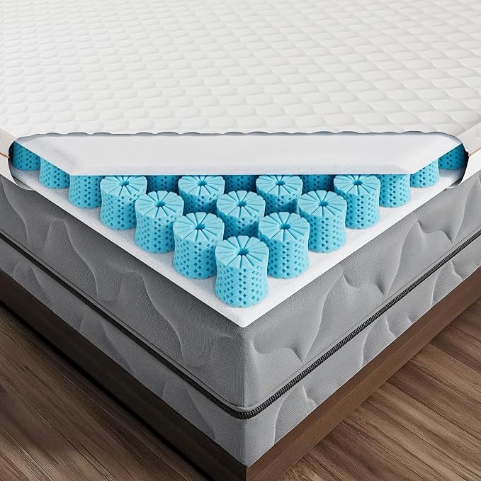 Dormeo RV Short King Cooling Mattress Topper - Octaspring | 3-Zone Octaspring Springs, Relieves Pressure Points, Medium Firmness, Designed To Fit Compact RV And Camper Mattresses