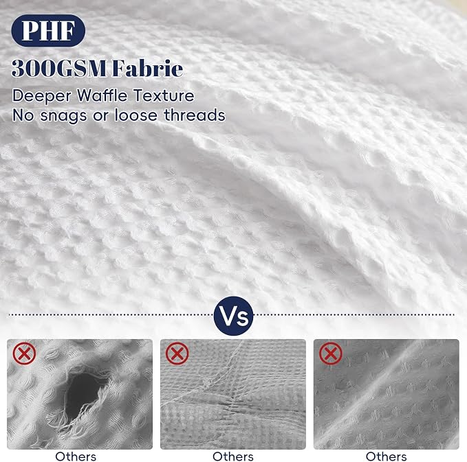 PHF Waffle Duvet Cover California King, Soft & Breathable, 104"x98", White | 300GSM Fabrie，No Snagging Textured Honeycomb Comforter Cover for All Season 3pcs, Durable Bedding Duvet Set, Home Decor Gift