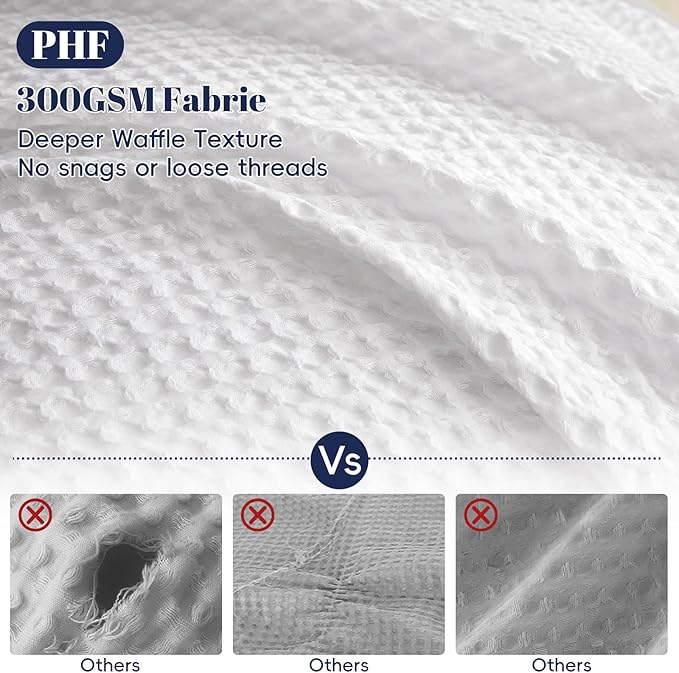 PHF Waffle Duvet Cover King, Ultra Soft & Breathable, 104"x90", White | 300GSM Fabrie，No Snagging Textured Honeycomb Comforter Cover for All Season 3pcs, Durable Bedding Duvet Set, Home Decor Gift
