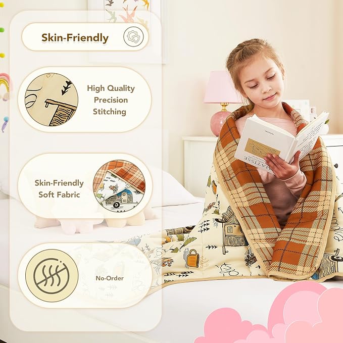 CuteKing Weighted Blanket - Weighted Blanket with Premium Glass Beads - Breathable Heavy Blanket for Comfort Sleep - Thick Blanket All Season(10lbs, 48"x72", Camping)