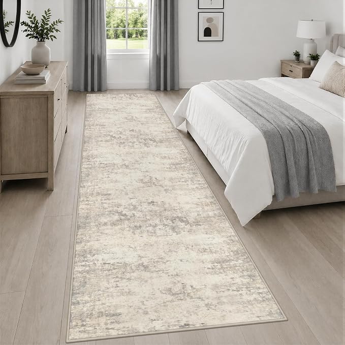 3x14 Washable Runner Rug：Modern Abstract Soft Carpet Brown Beige | For Hallway, Bedroom, Kitchen, Laundry, Bathroom,Door Mat,Modern Abstract,Machine washable,Non-Slip,Stain Resistant,Indoor