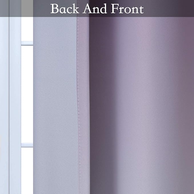 SimpleHome Purple to Grey White Ombre Room Darkening Curtains 72 Inch | Curtains for Living Room,Light Blocking Thick Thermal Insulated Grommet Window Curtains Drapes for Bedroom, 2 Panels,52Wx72L