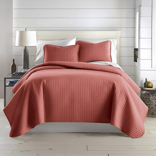 Southshore Fine Living, Inc. Twin XL Quilt Set with Pillow Sham, Quilted Twin Bedspread, Coverlet, Oversized Bed Quilt for Full Coverage, Soft and Comfy, Easy Care, Machine Washable, Marsala