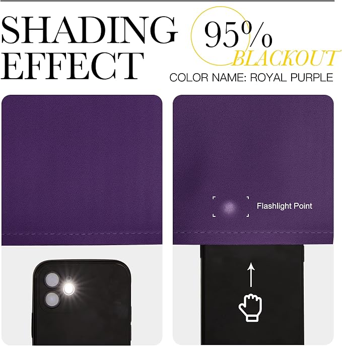 NICETOWN Kitchen Short Blackout Curtains, Set of 2, 42 x 68in, Royal Purple | Home Decoration Thermal Insulated Solid Ring Top Blackout Curtains/Drapes for Bedroom