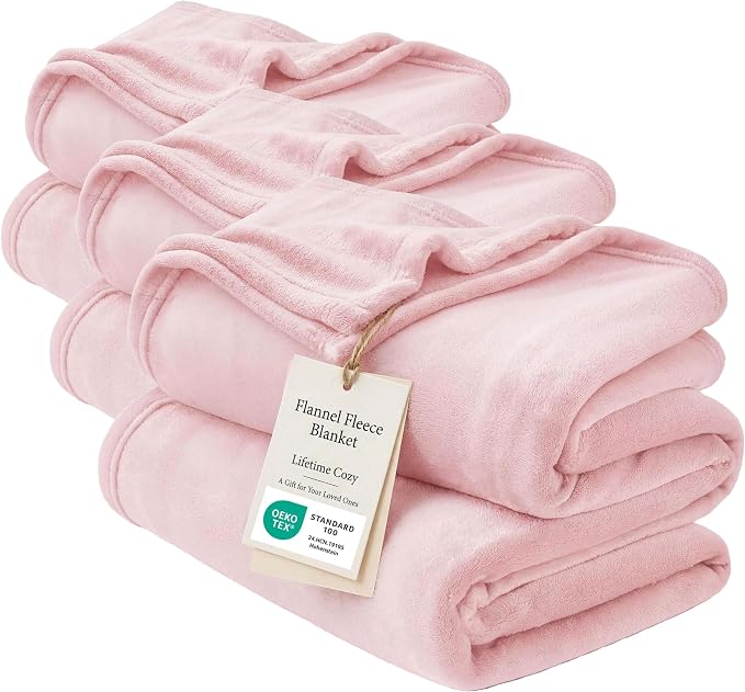 Bedsure GentleSoft Pink Fleece Throw Blanket for Couch - 300GSM Cozy Soft Blankets for Women, Cute Small Fleece Throws for Girls, Pink Home Decor Gifts, 50x60 Inches (Pack of 3)