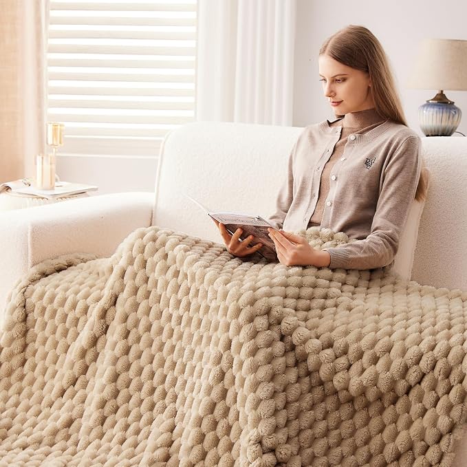 NEWCOSPLAY Fleece Clouds Cozy Twin Blanket for Couch, Brown, 60"x80" | Premium Silky Flannel Blanket, Soft Lightweight Fluffy Throw Blanket for Bed Sofa Decor, Gift for All Season Use