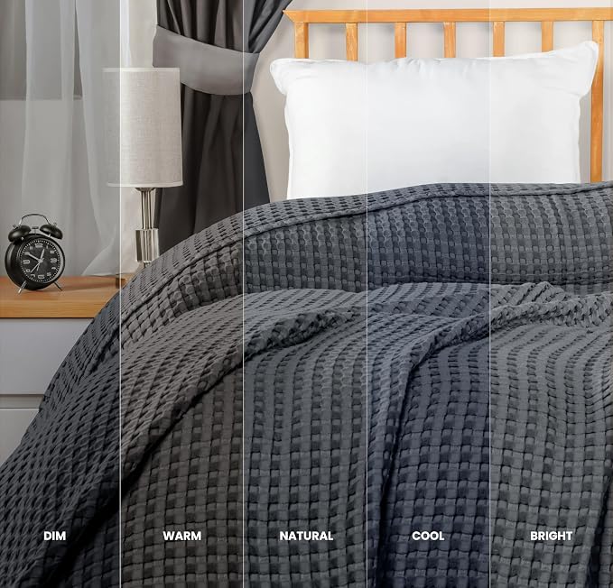 Utopia Bedding 100% Cotton Waffle Blanket Twin Size Charcoal, 90x72 Inch | Lightweight Breathable Cozy Summer Bed Blanket Home Decor Gift for Women and Men